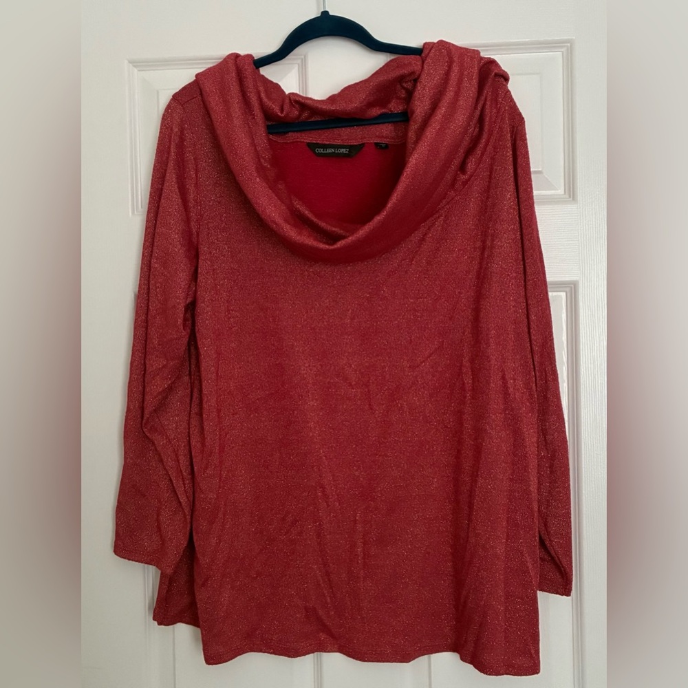 Colleen Lopez Rich Red Cowl Neck Sweater
